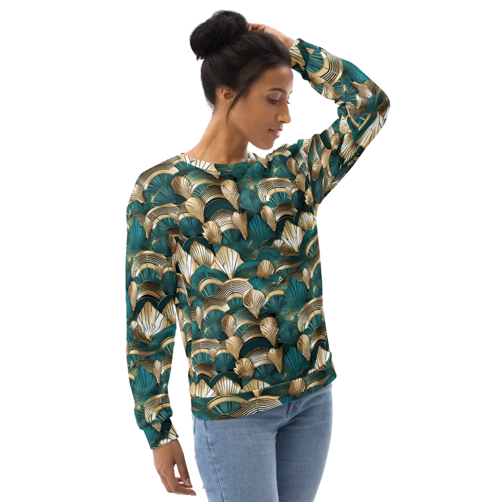 Gilded Fan Deco on Sweatshirt — Right Front