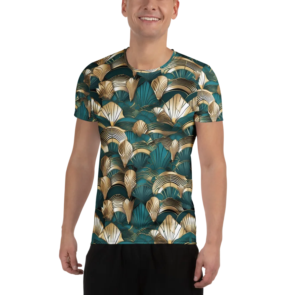 Gilded Fan Deco on Men's Athletic T-Shirt — Front