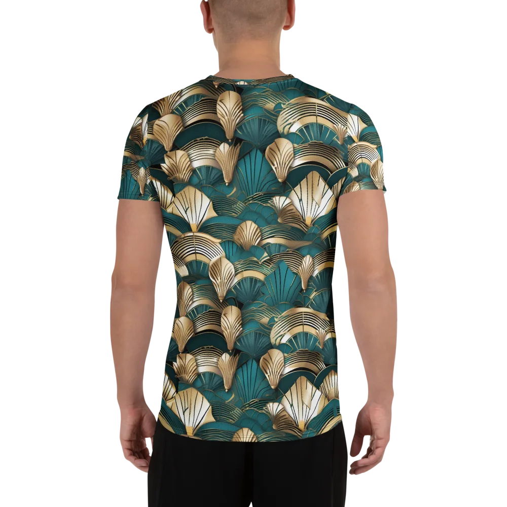 Gilded Fan Deco on Men's Athletic T-Shirt — Back