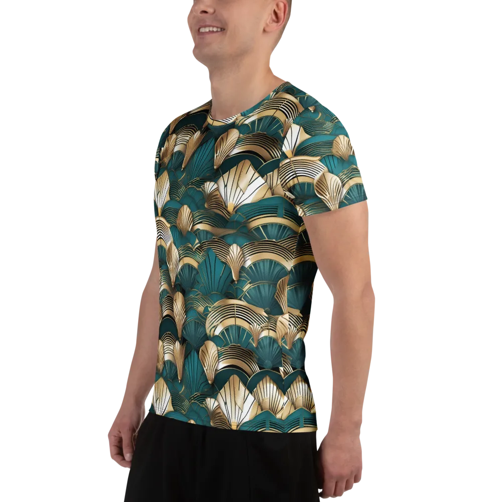 Gilded Fan Deco on Men's Athletic T-Shirt — Left
