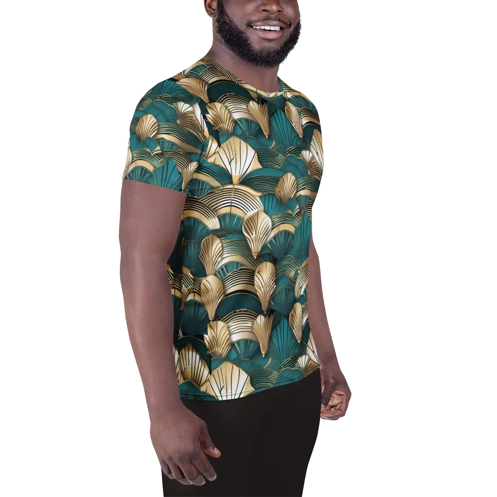 Gilded Fan Deco on Men's Athletic T-Shirt — Right