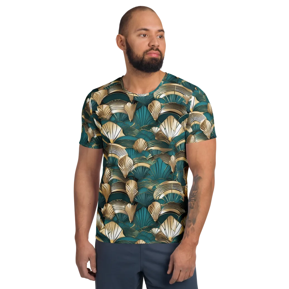 Gilded Fan Deco on Men's Athletic T-Shirt — Front