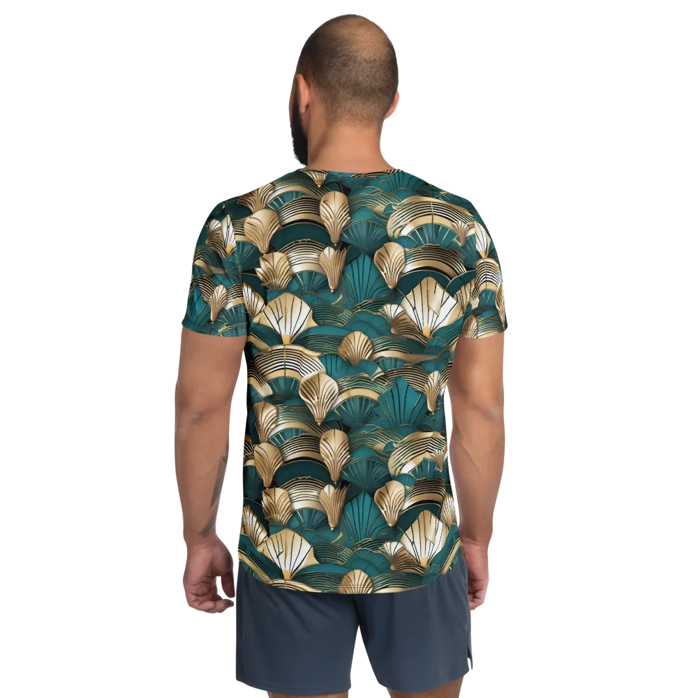 Gilded Fan Deco on Men's Athletic T-Shirt — Back