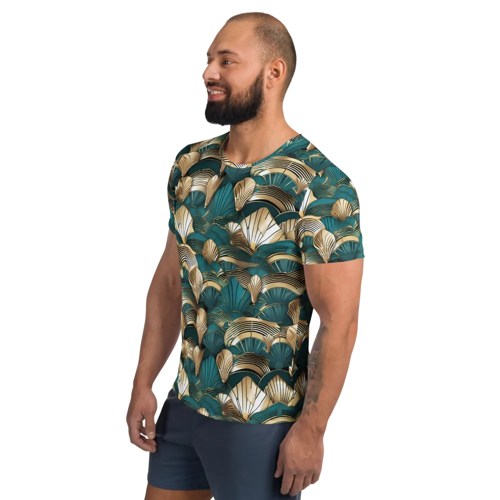 Gilded Fan Deco on Men's Athletic T-Shirt — Left