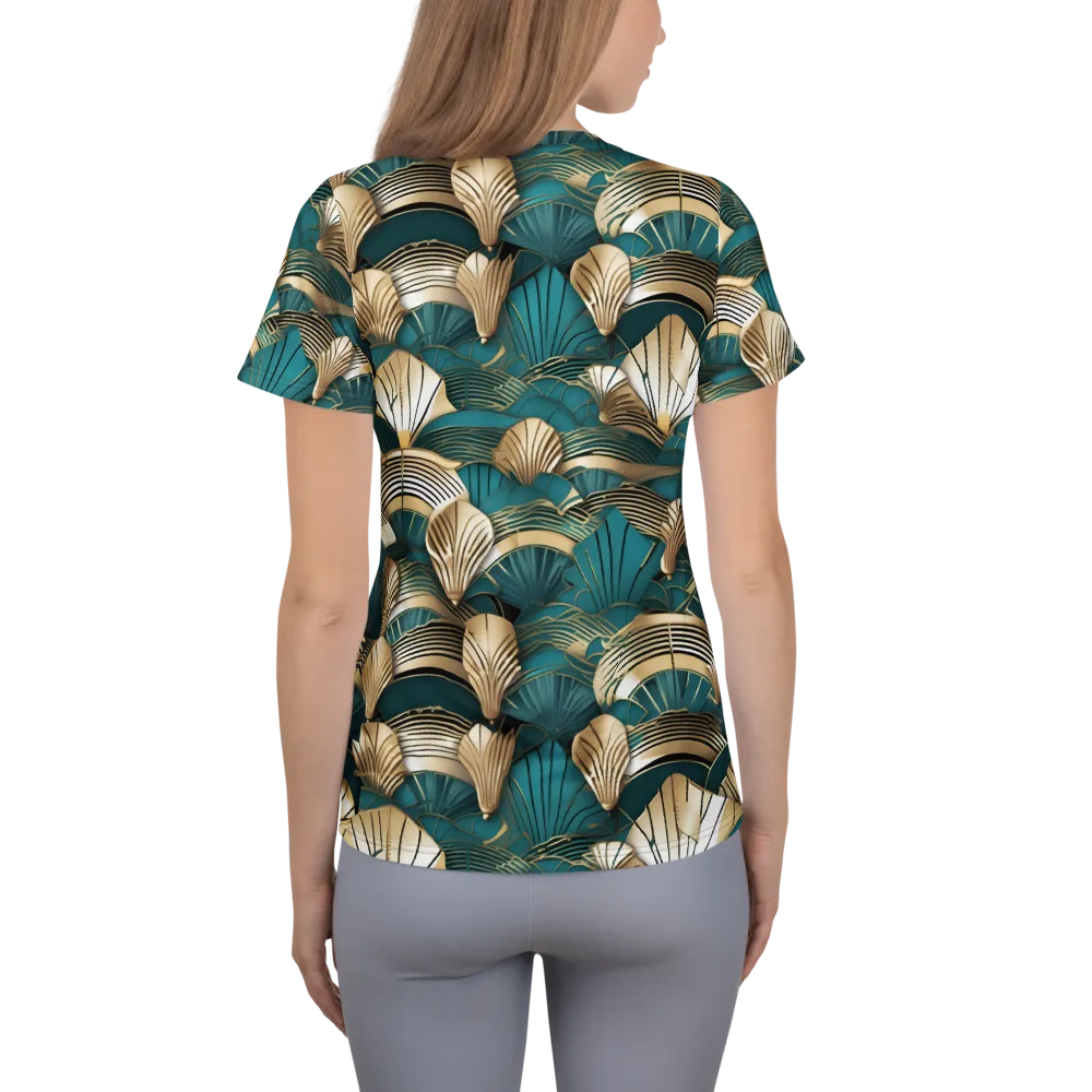 Gilded Fan Deco on Women's Athletic T-Shirt — Back
