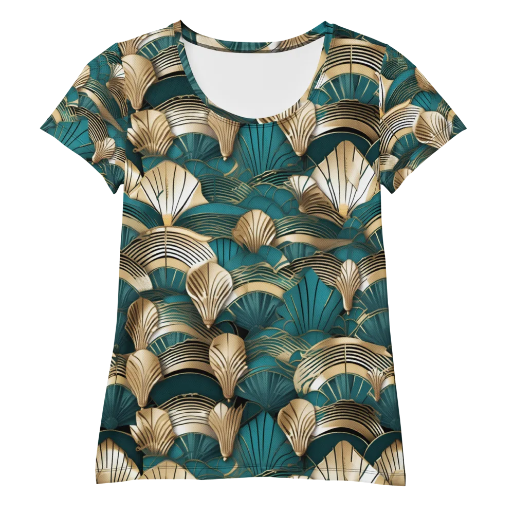 Gilded Fan Deco on Women's Athletic T-Shirt — Front