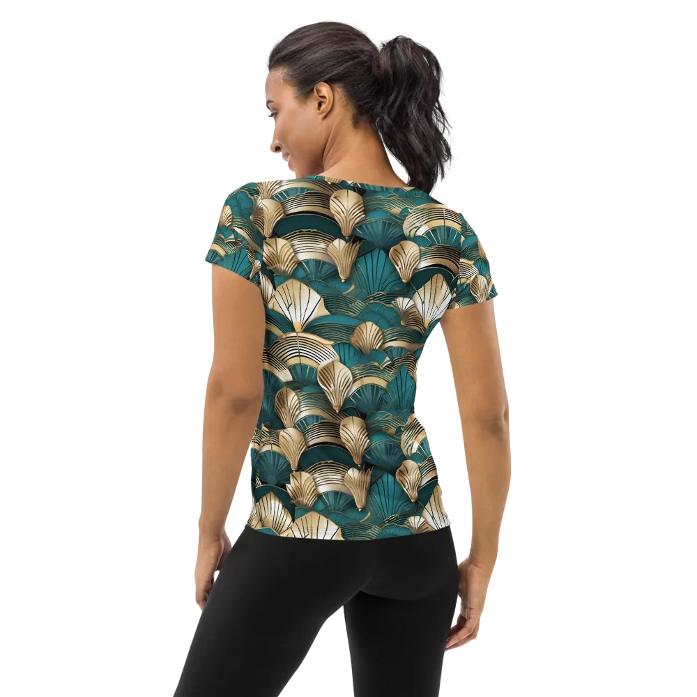 Gilded Fan Deco on Women's Athletic T-Shirt — Back