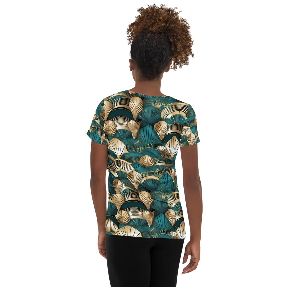 Gilded Fan Deco on Women's Athletic T-Shirt — Back