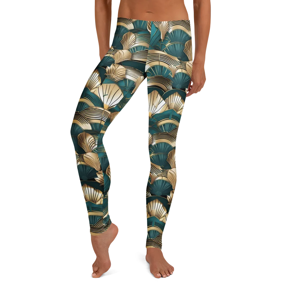 Gilded Fan Deco on Leggings — Front