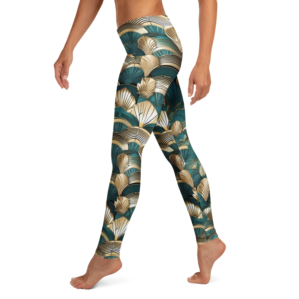 Gilded Fan Deco on Leggings — Left