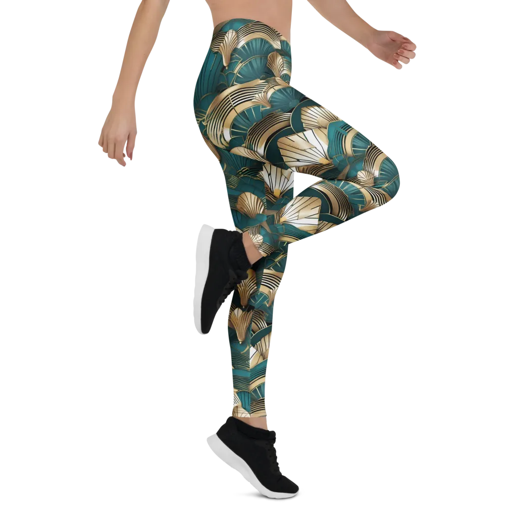 Gilded Fan Deco on Leggings — Right