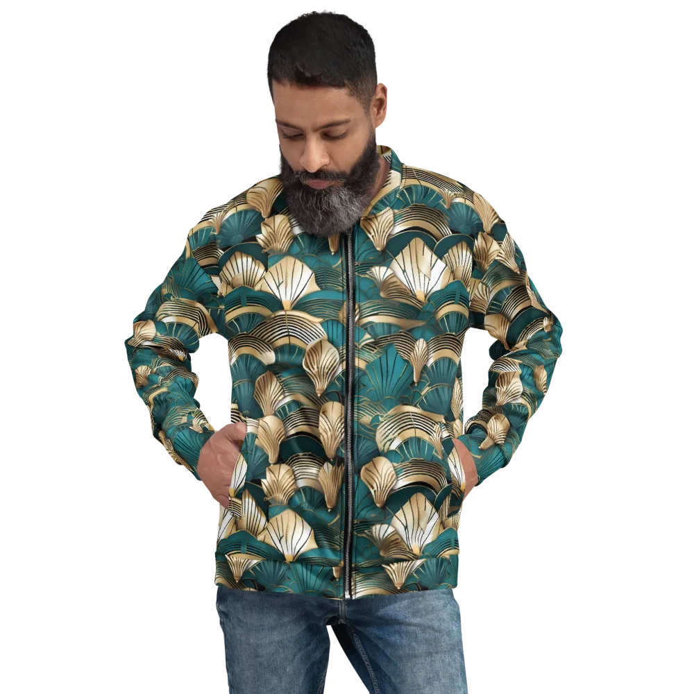Gilded Fan Deco on Bomber Jacket — Front