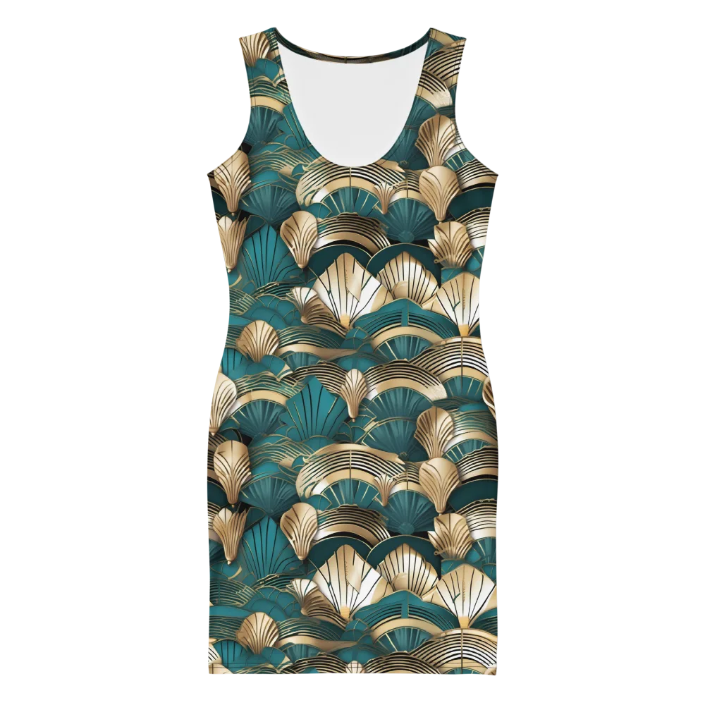 Gilded Fan Deco on Bodycon Dress — Front