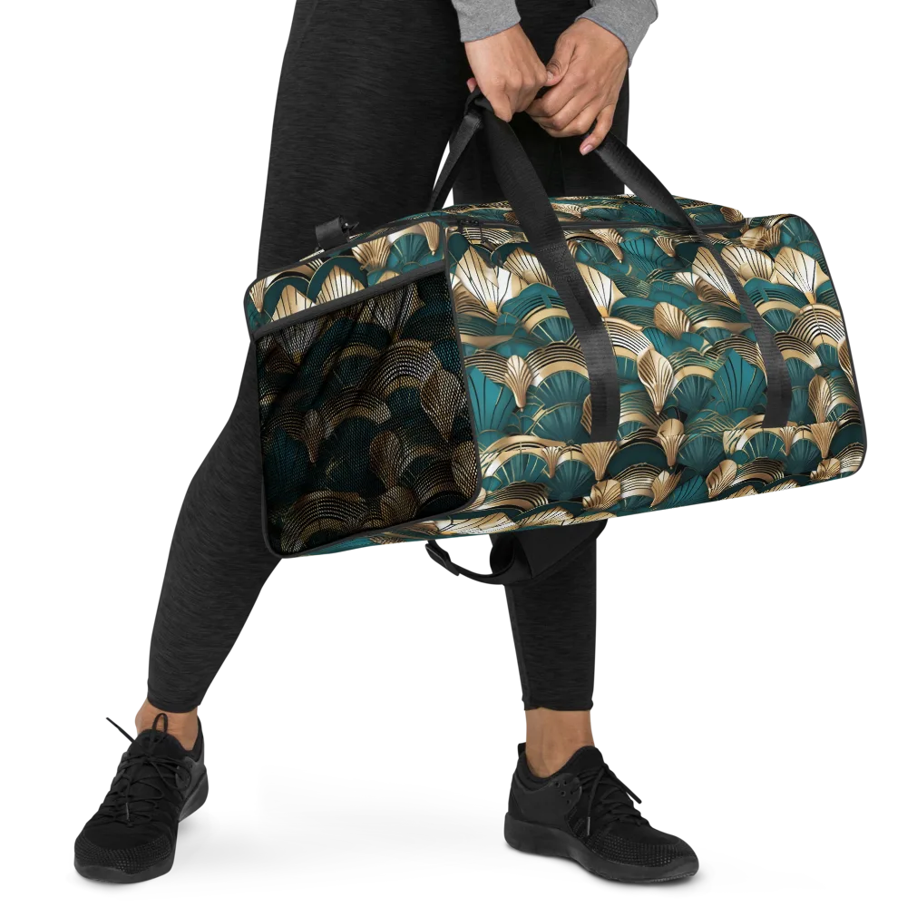 Gilded Fan Deco on Duffle Bag — Right Front