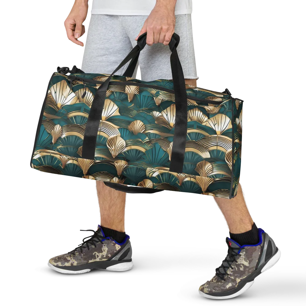 Gilded Fan Deco on Duffle Bag — Front