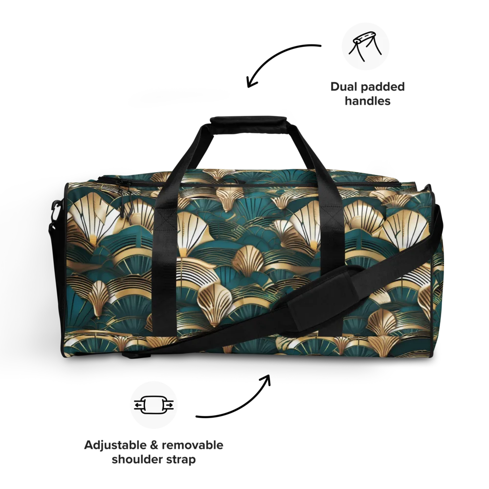 Gilded Fan Deco on Duffle Bag — Front