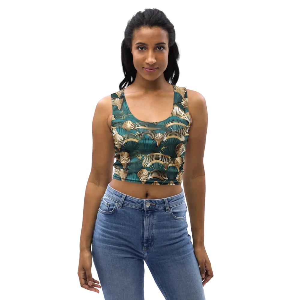 Gilded Fan Deco on Crop Top — Front