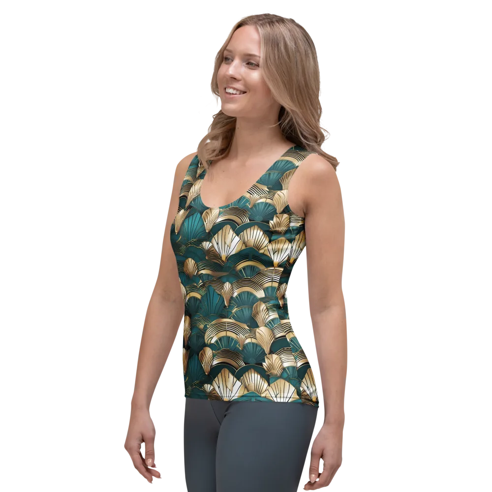 Gilded Fan Deco on Women's Tank Top — Left Front