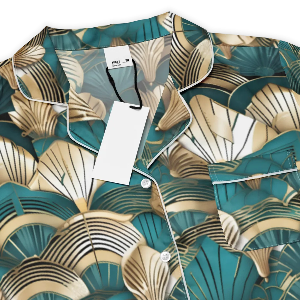 Gilded Fan Deco on Women's Short Sleeve Pajama Top — Product details