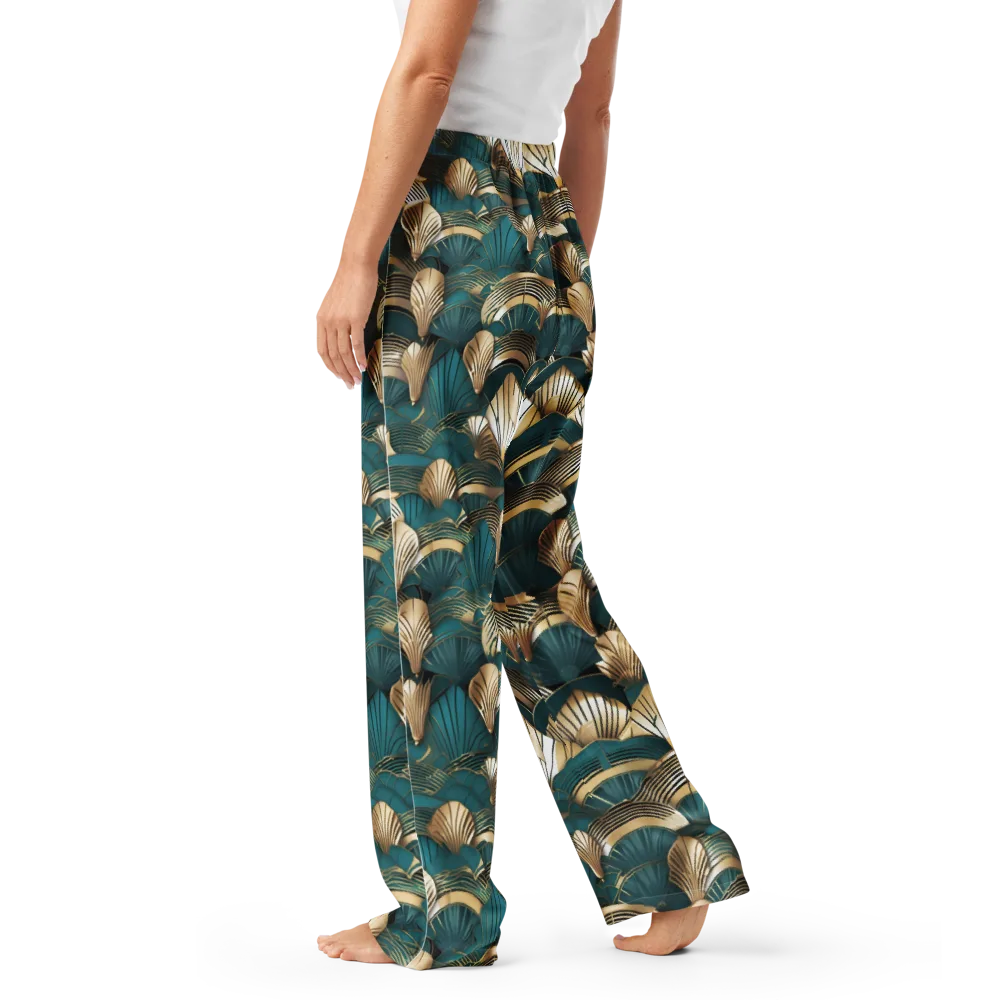 Gilded Fan Deco on Women's Pajama Pants — Left
