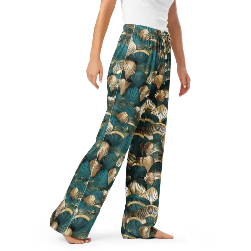 Gilded Fan Deco on a Women's Pajama Pants