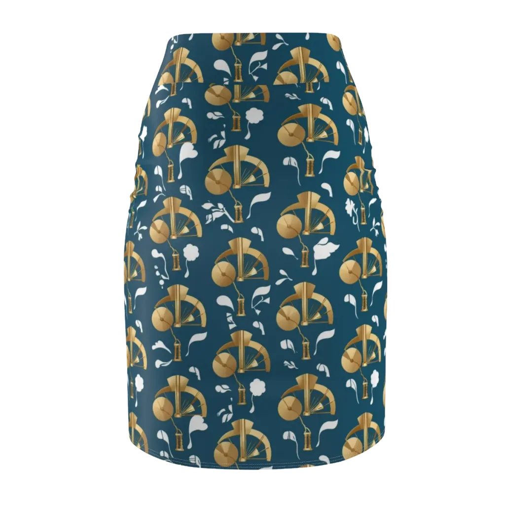 Gilded Soundscape on Pencil Skirt — Back