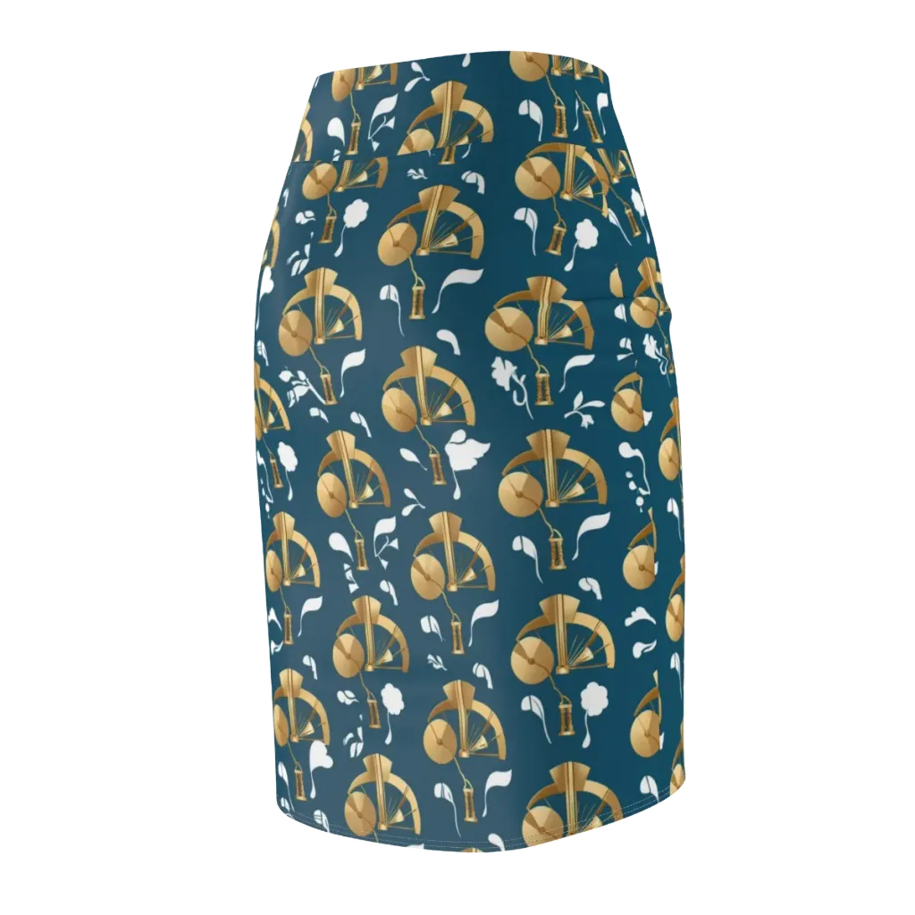 Gilded Soundscape on Pencil Skirt — Back Side