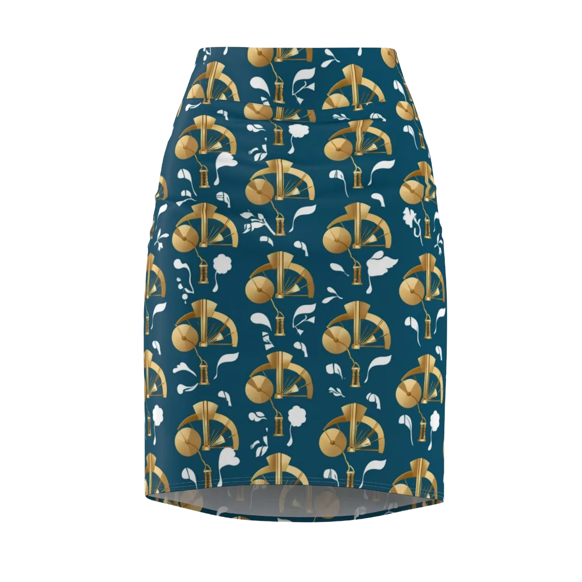 Gilded Soundscape on Pencil Skirt — Front