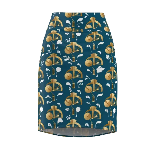 Gilded Soundscape on a Pencil Skirt