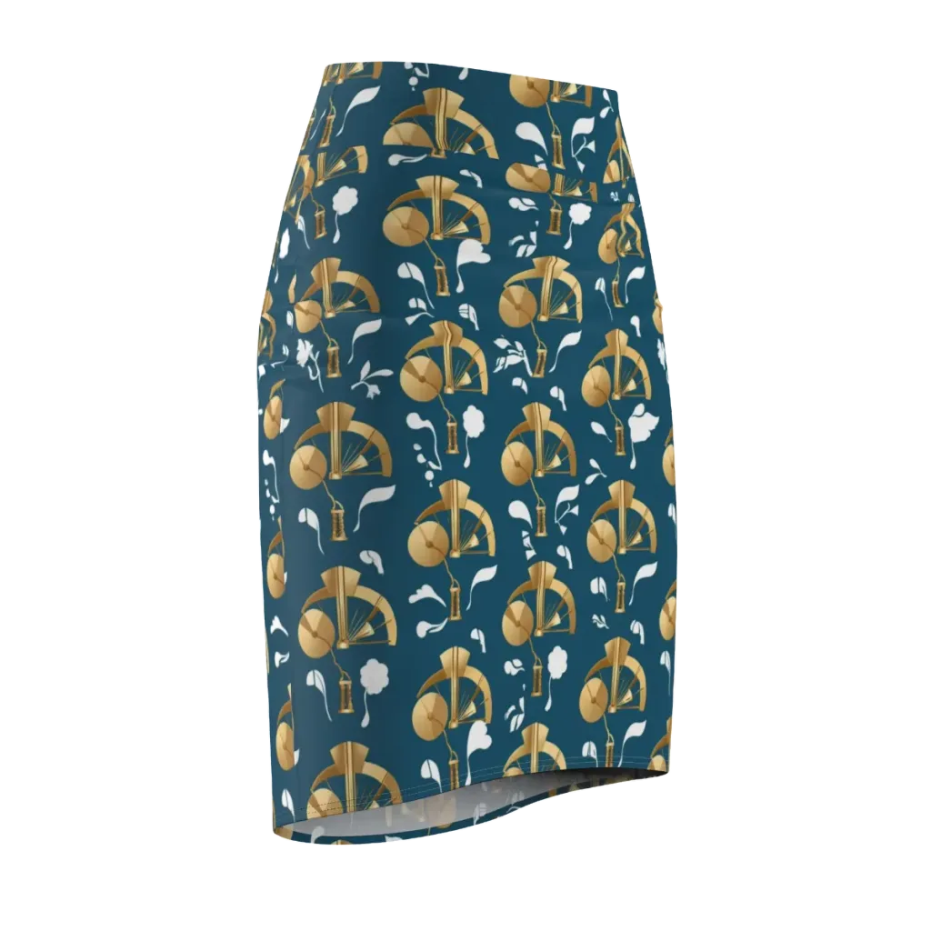 Gilded Soundscape on Pencil Skirt — Front Side
