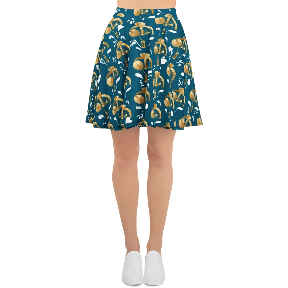 Gilded Soundscape on Skater Skirt — Front