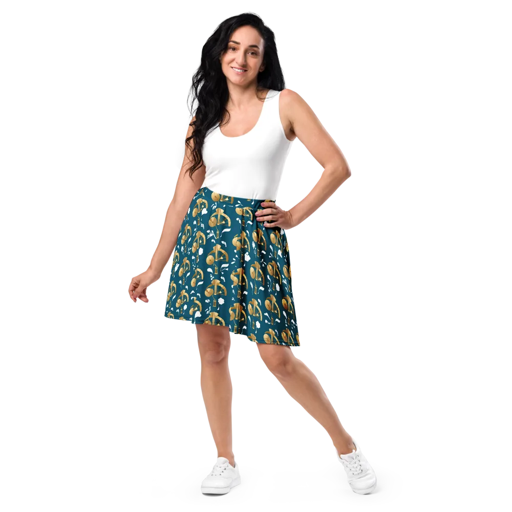 Gilded Soundscape on Skater Skirt — Front
