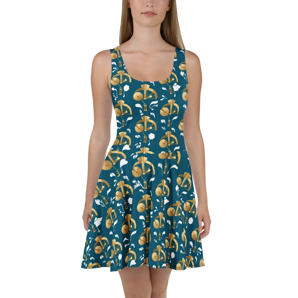 Gilded Soundscape on Skater Dress — Front