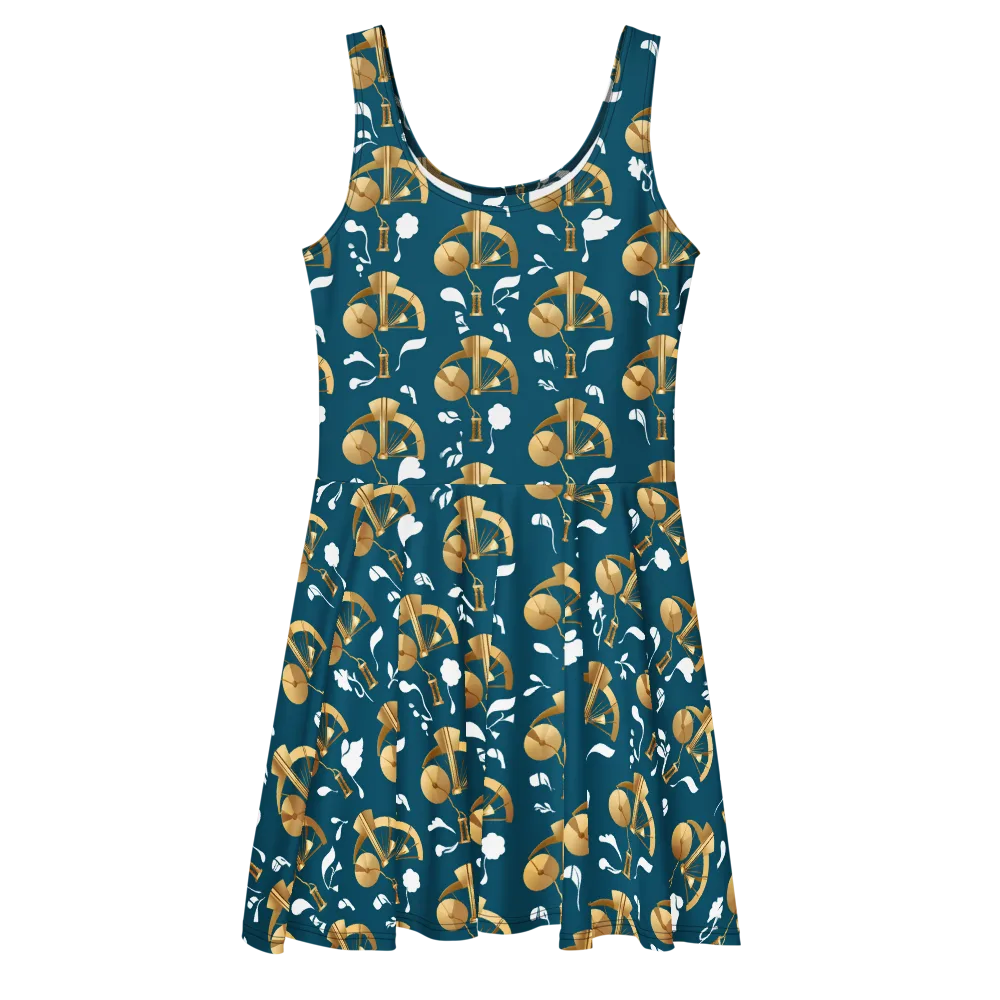 Gilded Soundscape on Skater Dress — Front