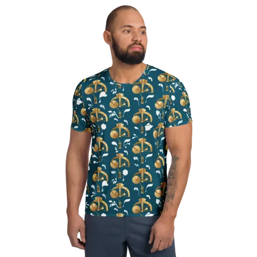 Gilded Soundscape on a Men's Athletic T-Shirt
