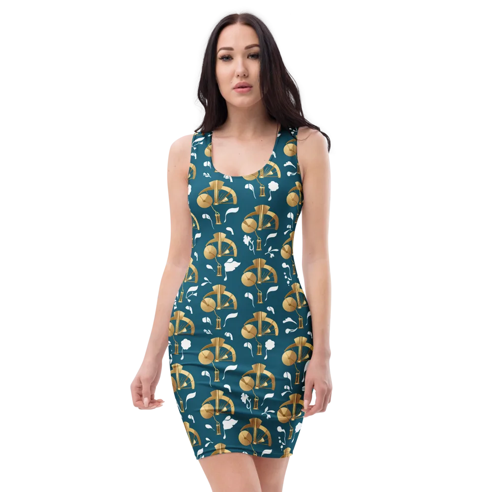 Gilded Soundscape on Bodycon Dress — Front
