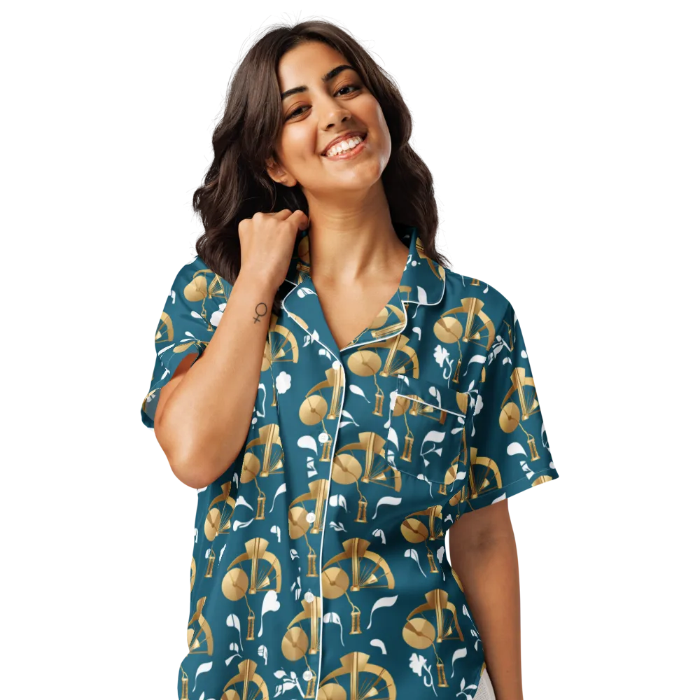 Gilded Soundscape on Women's Short Sleeve Pajama Top — Front