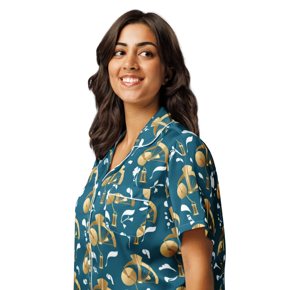 Gilded Soundscape on Women's Short Sleeve Pajama Top — Left Front