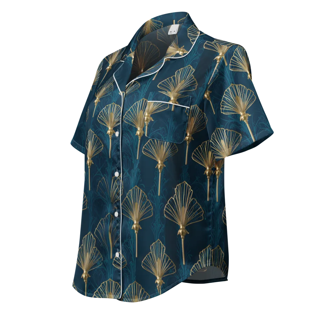 Midnight Folly on Women's Short Sleeve Pajama Top — Left Front