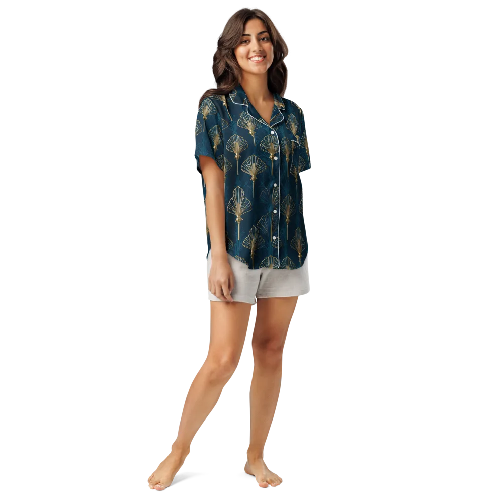 Midnight Folly on Women's Short Sleeve Pajama Top — Front