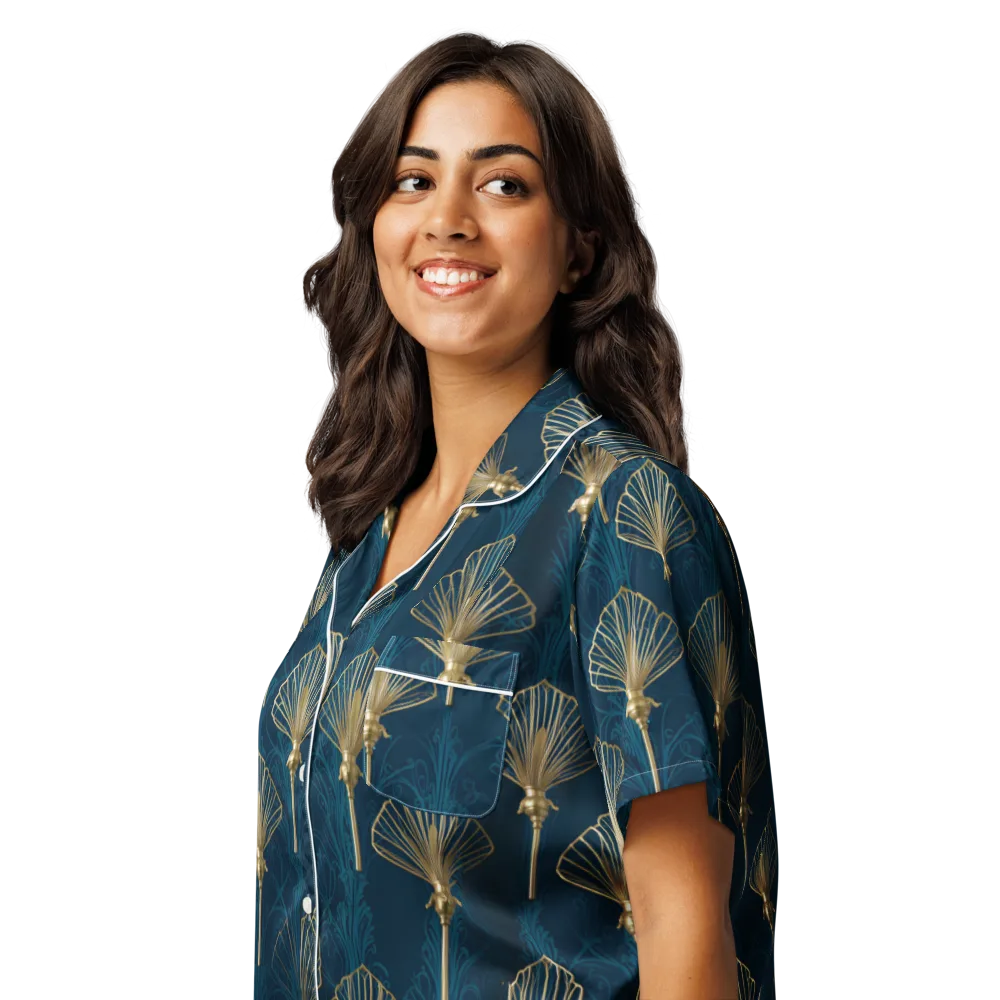Midnight Folly on Women's Short Sleeve Pajama Top — Left Front