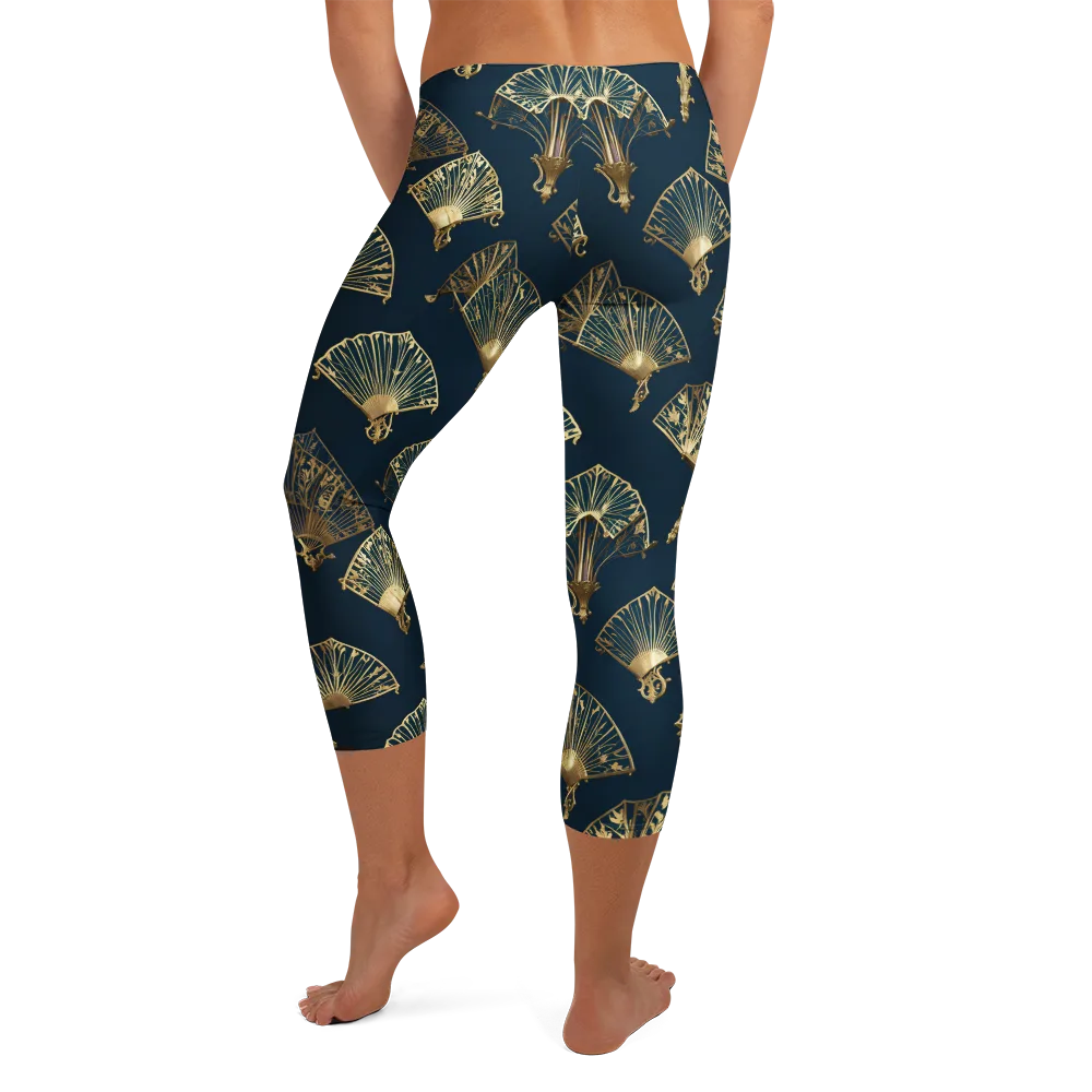 Gilded Fan Salon on Capri Leggings — Back