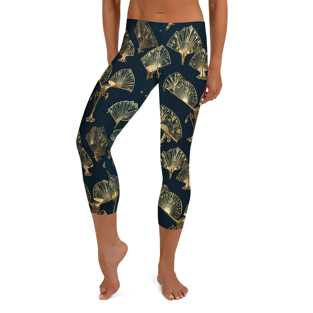 Gilded Fan Salon on Capri Leggings — Front
