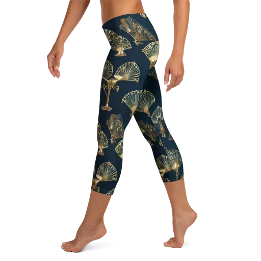 Gilded Fan Salon on a Capri Leggings