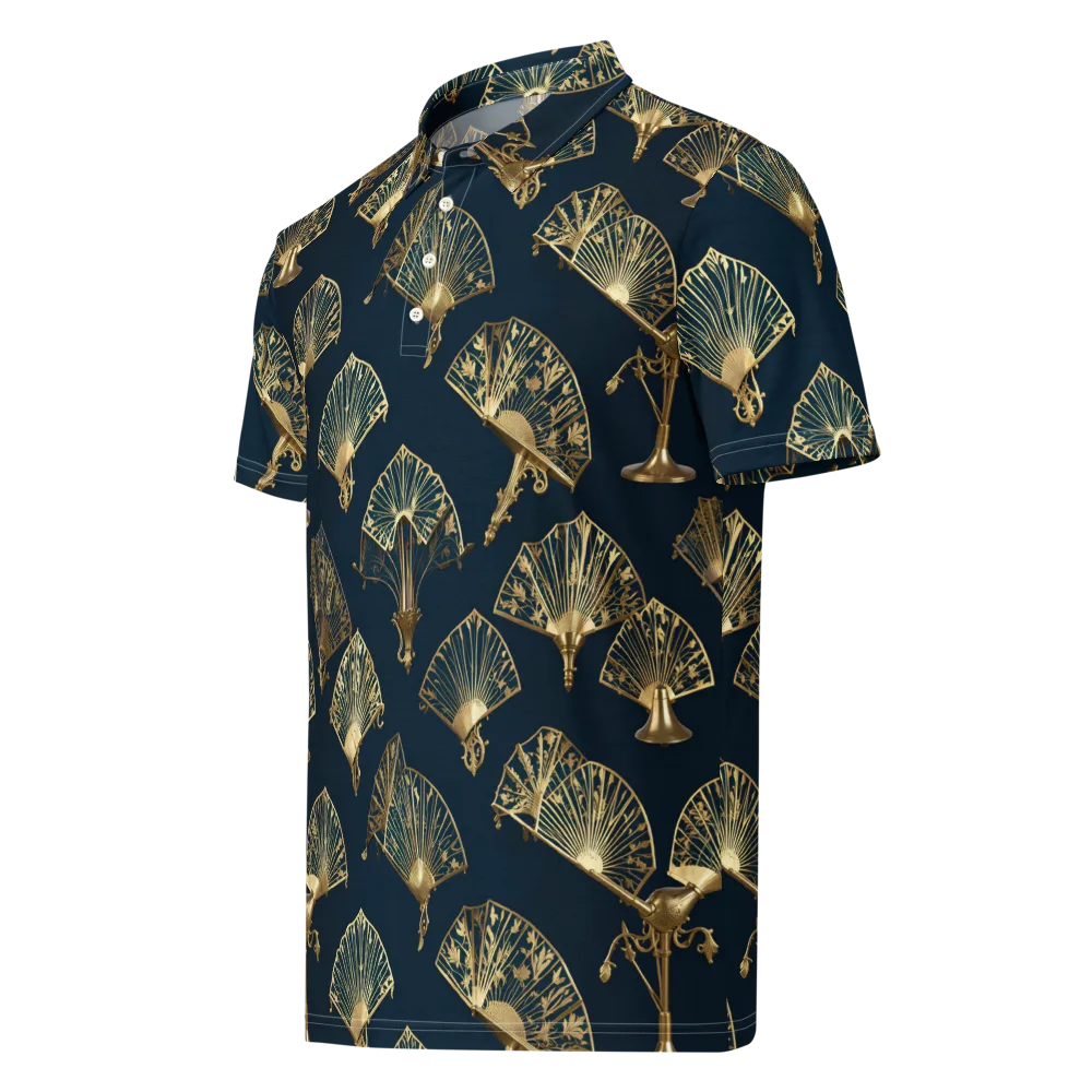 Gilded Fan Salon on Men's Slim Fit Polo Shirt — Left Front