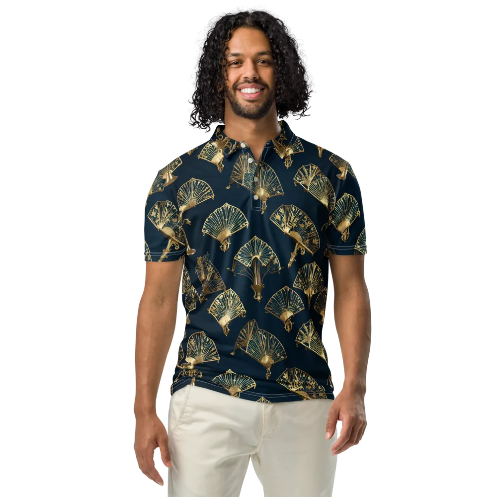 Gilded Fan Salon on Men's Slim Fit Polo Shirt — Front