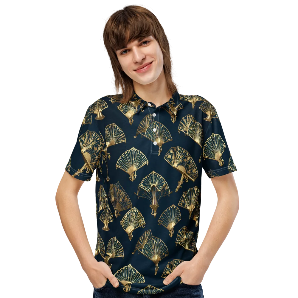 Gilded Fan Salon on Men's Slim Fit Polo Shirt — Front