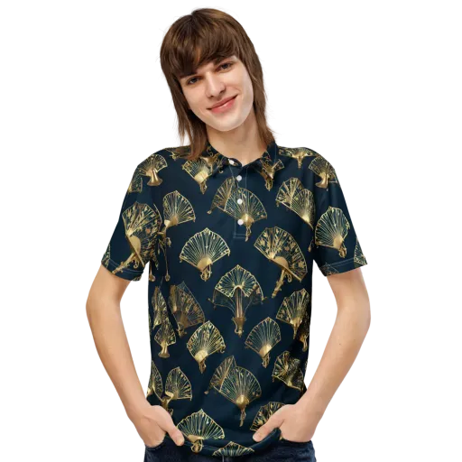 Gilded Fan Salon on a Men's Slim Fit Polo Shirt