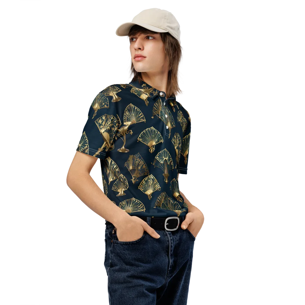 Gilded Fan Salon on Men's Slim Fit Polo Shirt — Right Front