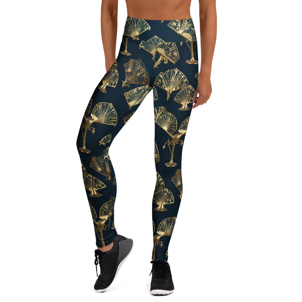 Gilded Fan Salon on Yoga Leggings — Front